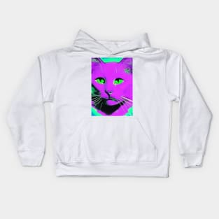 Cat retrowave neon Kids Hoodie